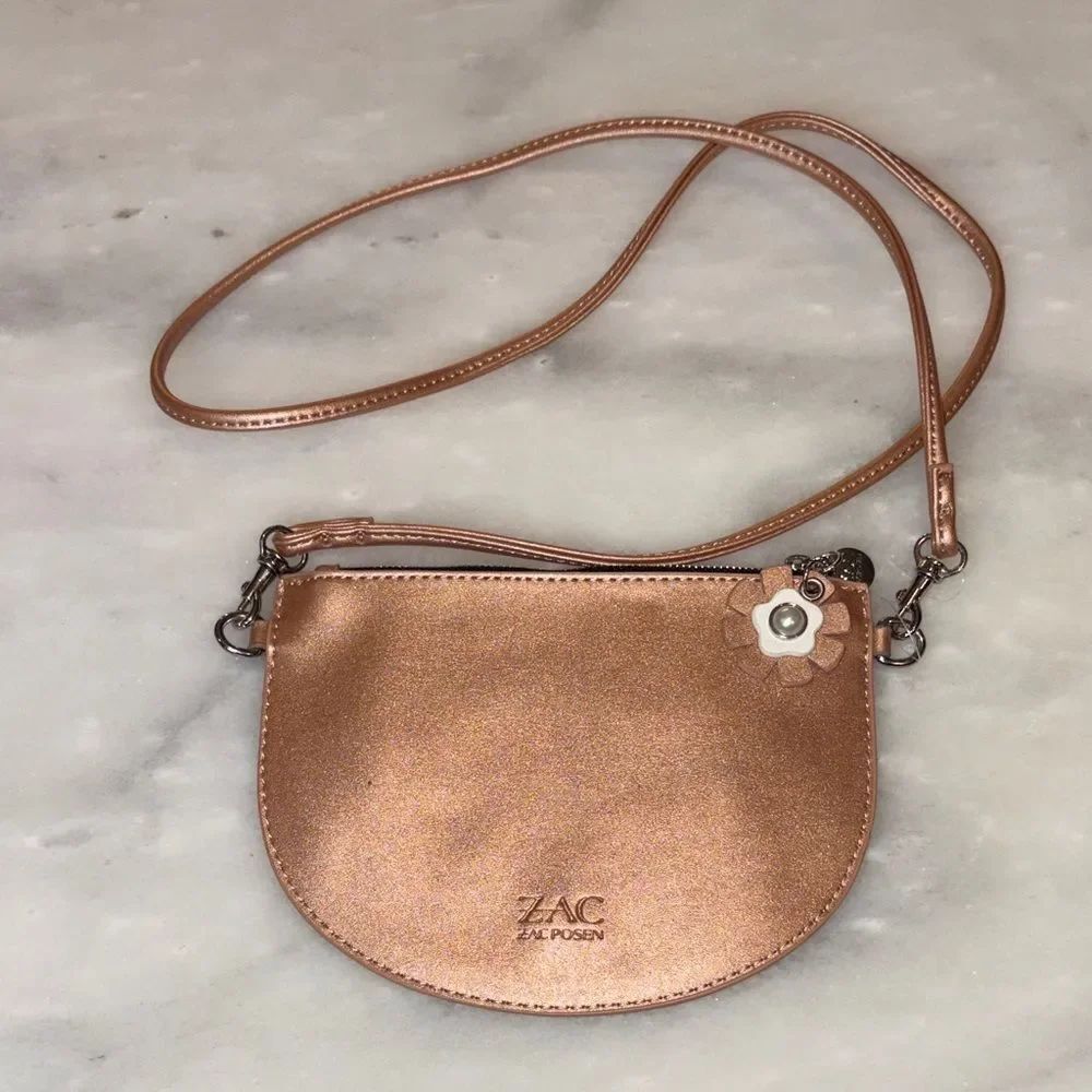ZAC Zac Posen Celia Metallic Rose Gold Crossbody Mini Bag Purse Exclusive